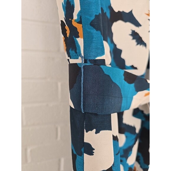 Oscar De La Renta Dress Size 16 Floral Blue Sleeveless Vintage Hawaiian MuMu - Picture 7 of 16